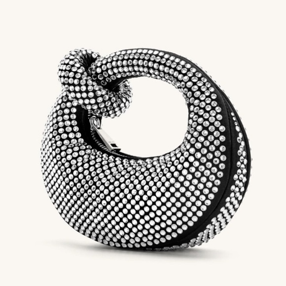 JW PEI Abacus Artificial Crystal Mini Top Handle Bag - Black/Silver - Picture 4 of 9